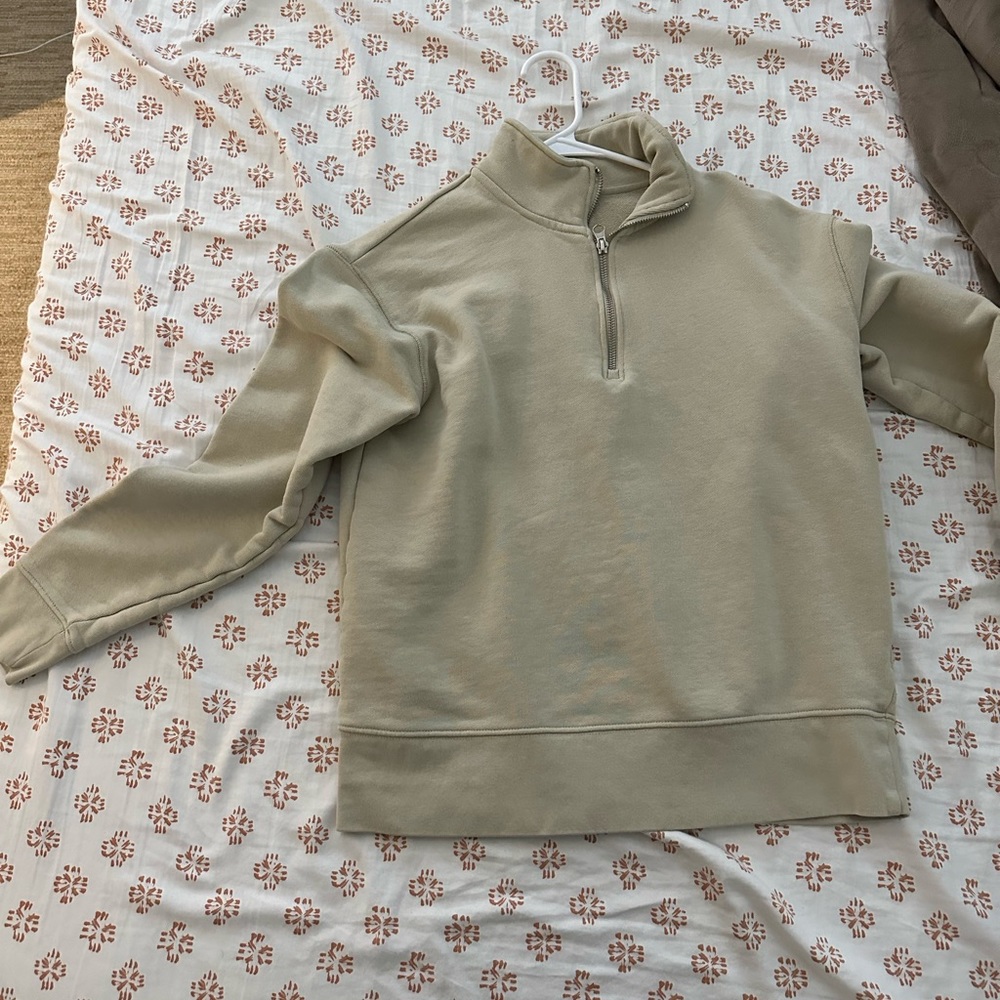 Zara quarter zip long sleeve Tan shirt